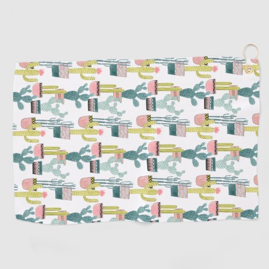 Taco über Liebe | Kaktus Muster Golfhandtuch (Horizontal)