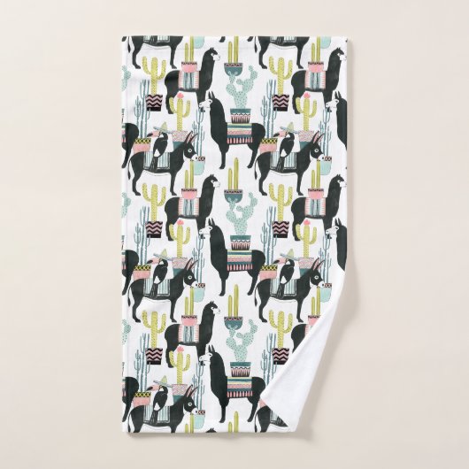 Taco über Liebe | Lama- und Donkey-Muster Badhandtuch Set (Handtuch)