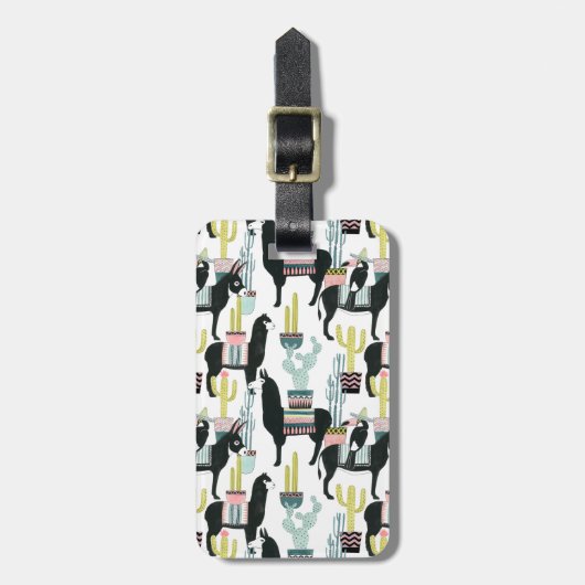 Taco über Liebe | Lama- und Donkey-Muster Gepäckanhänger (Vorderseite vertikal)