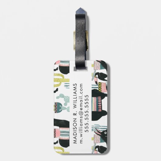 Taco über Liebe | Lama- und Donkey-Muster Gepäckanhänger (Rückseite vertikal)