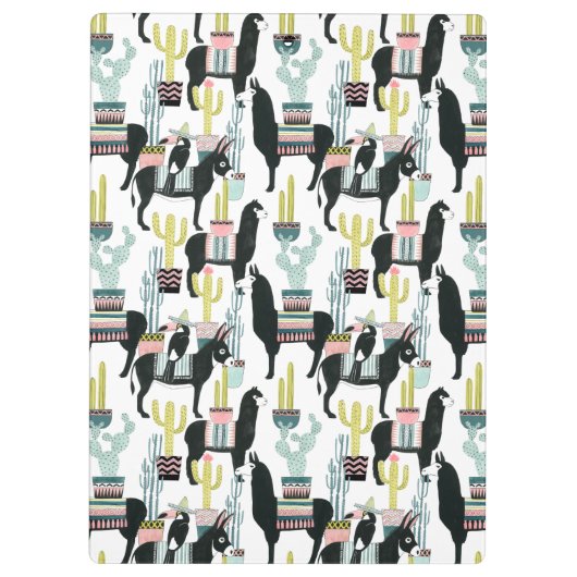 Taco über Liebe | Lama- und Donkey-Muster Klemmbrett (Rückseite)