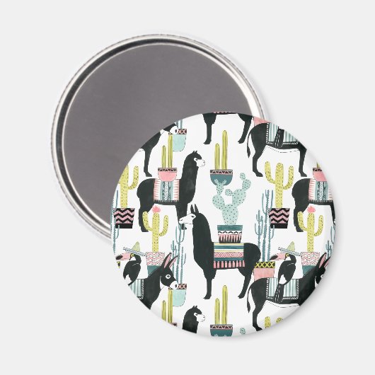 Taco über Liebe | Lama- und Donkey-Muster Magnet (Vorderseite/Rückseite)