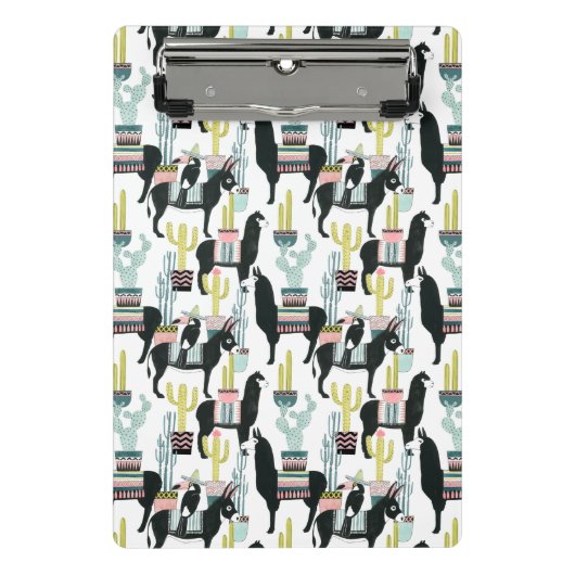 Taco über Liebe | Lama- und Donkey-Muster Mini Klemmbrett (Vorderseite)