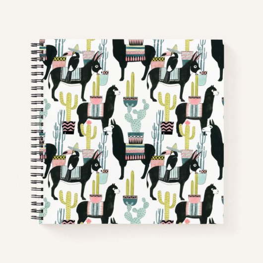 Taco über Liebe | Lama- und Donkey-Muster Notizblock (Vorderseite)