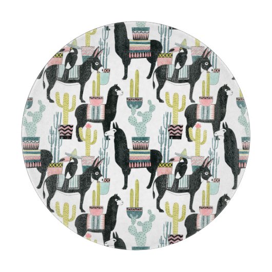 Taco über Liebe | Lama- und Donkey-Muster Schneidebrett (Vorderseite)