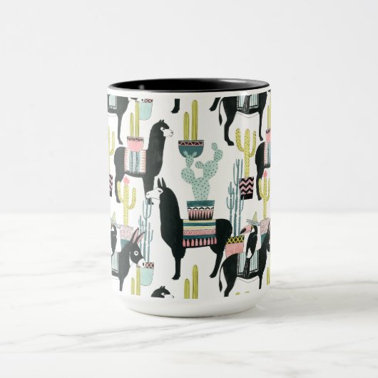 Taco über Liebe | Lama- und Donkey-Muster Tasse (Zentrum)