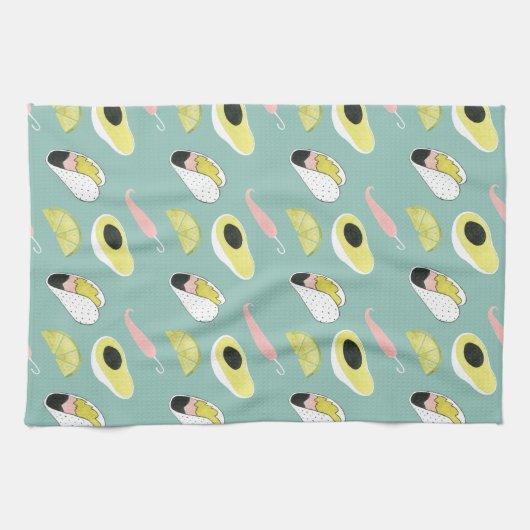 Taco über Liebe | Muster für Taco-Elemente Geschirrtuch (Horizontal)