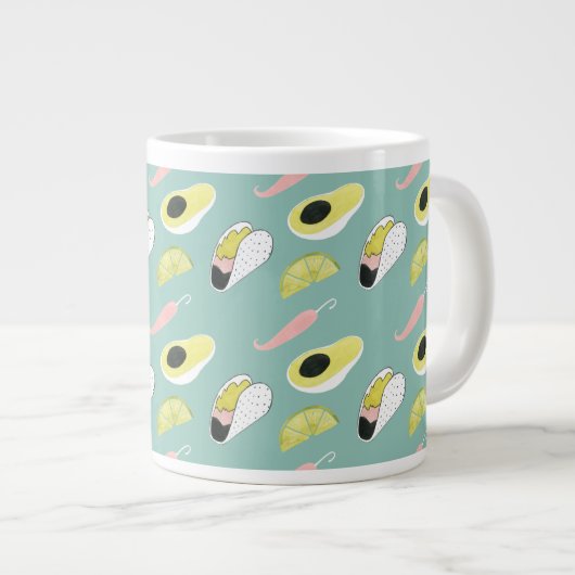 Taco über Liebe | Muster für Taco-Elemente Jumbo-Tasse (Vorderseite Rechts)