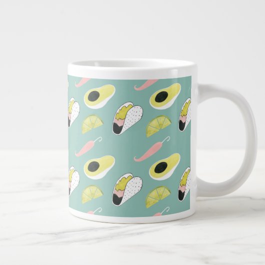 Taco über Liebe | Muster für Taco-Elemente Jumbo-Tasse (Rechts)