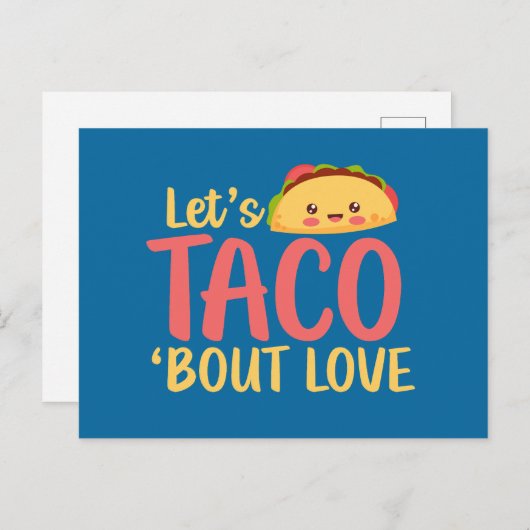 Taco Über Liebe Niedlich Funny Valentine's Day Postkarte (Vorne/Hinten)