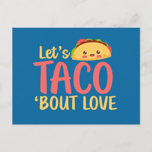 Taco Über Liebe Niedlich Funny Valentine's Day Postkarte (Vorderseite)