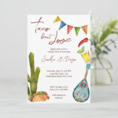 Taco über Liebe Paare duschen mexikanische Fiesta Einladung (Stehend Vorderseite)