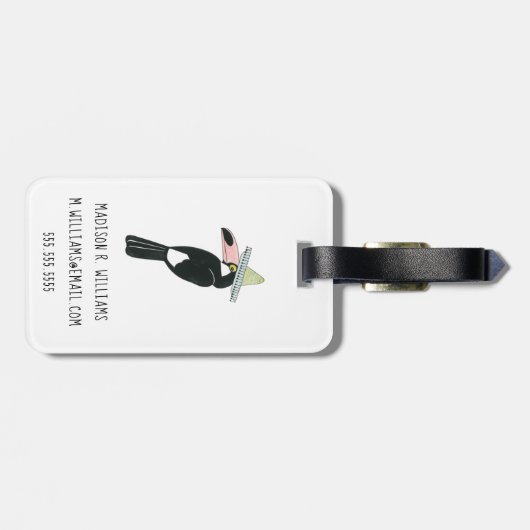 Taco über Liebe | Toucan Sombrero Gepäckanhänger (Rückseite horizontal)