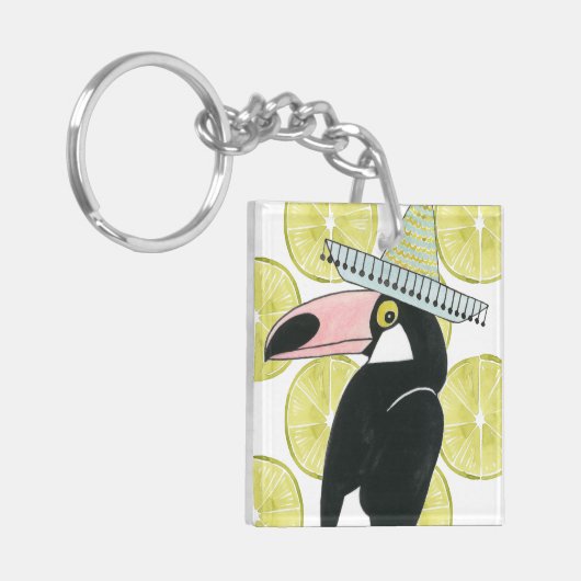 Taco über Liebe | Toucan Sombrero Schlüsselanhänger (Vorderseite links)