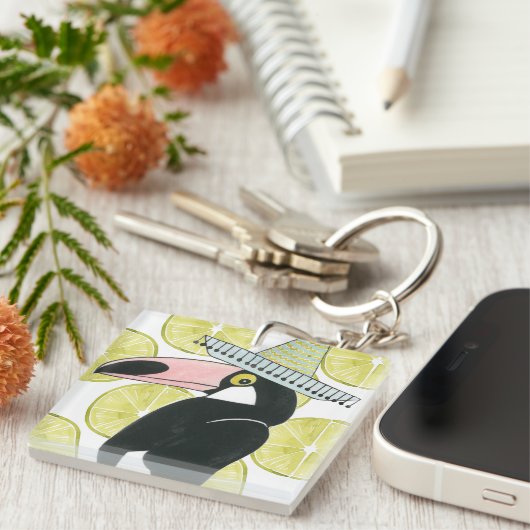 Taco über Liebe | Toucan Sombrero Schlüsselanhänger (Vorderseite rechts)