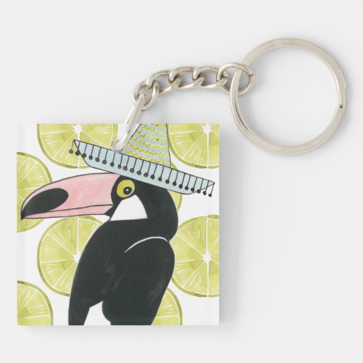 Taco über Liebe | Toucan Sombrero Schlüsselanhänger (Rückseite)