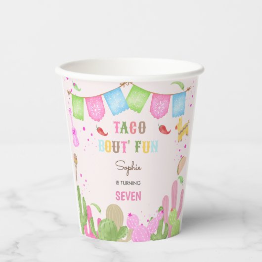 Taco über lustige Fiesta mexikanische Mädchen Gebu Pappbecher (Vorderseite)