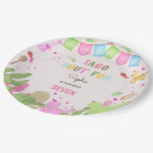 Taco über lustige Fiesta mexikanische Mädchen Gebu Pappteller (Schrägansicht)