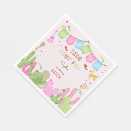 Taco über lustige Fiesta mexikanische Mädchen Gebu Serviette (Ecke)