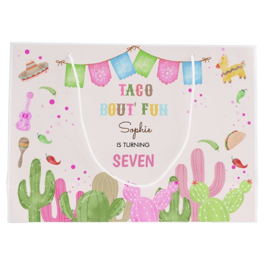 Taco über lustiges Fest mexicanischen Kindergeburt Große Geschenktüte (Rückseite)