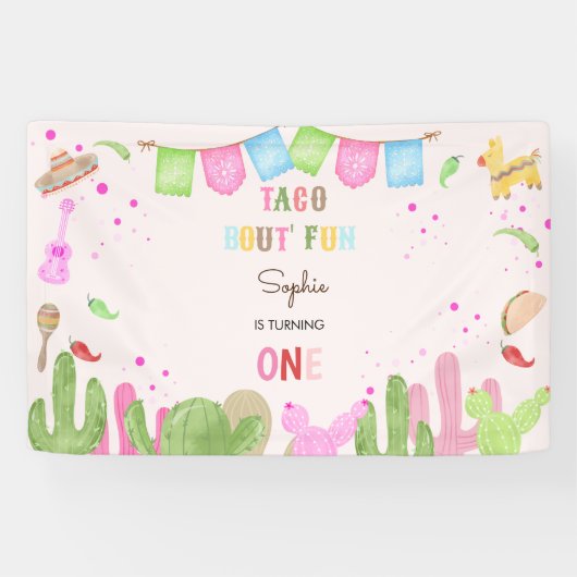 Taco über lustiges Fiesta mexicanischen ersten Geb Banner (Horizontal)