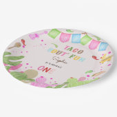 Taco über lustiges Fiesta mexicanischen ersten Geb Pappteller (Schrägansicht)