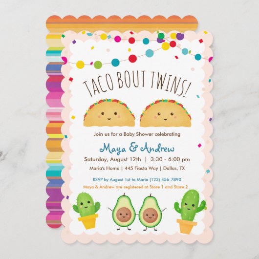 Taco über Twins! Fiesta Theme Twin Baby Shower Einladung (Vorne/Hinten)