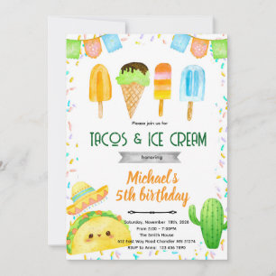 Taco- und Eiscreme-Geburtstagseinladung Einladung