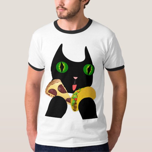 TACO UND PIZZA CAT Funny T - Shirt (Vorderseite)