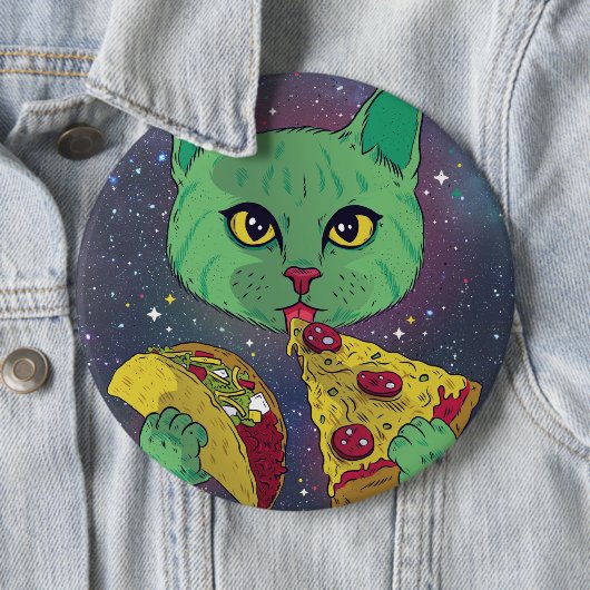 Taco und Pizza Cosmic Space Cat Button (Beispiel)