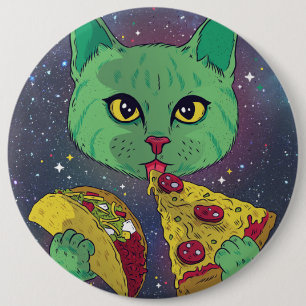 Taco und Pizza Cosmic Space Cat Button