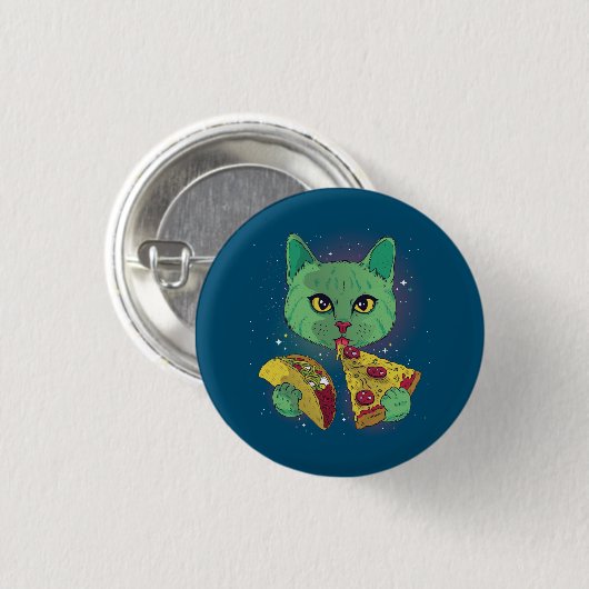 Taco und Pizza Cosmic Space Cat Button (Vorne & Hinten)