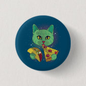 Taco und Pizza Cosmic Space Cat Button (Vorderseite)