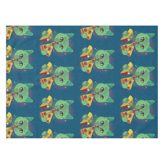 Taco und Pizza Cosmic Space Cat Tischdecke (Vorderseite (Horizontal))