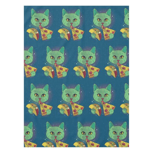 Taco und Pizza Cosmic Space Cat Tischdecke (Vorderseite)