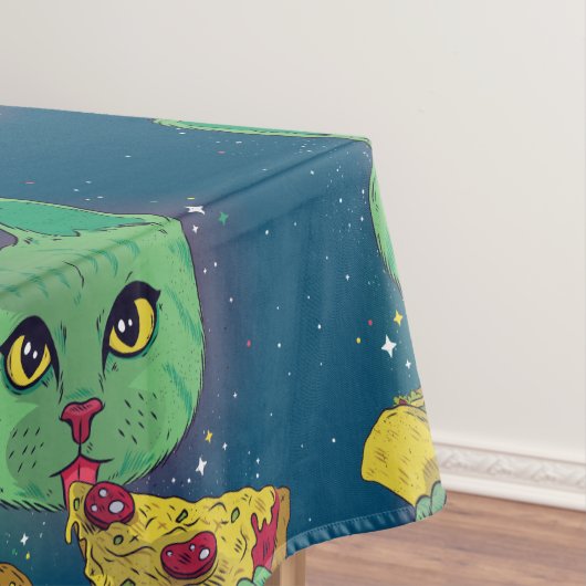 Taco und Pizza Cosmic Space Cat Tischdecke (Beispiel)