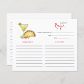 Taco und Tequila Brautparty Rezept Karte (Vorne/Hinten)