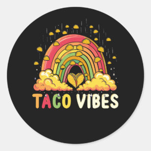 Taco Vibes Vintage Regenbogen Festival Mexikanisch Runder Aufkleber