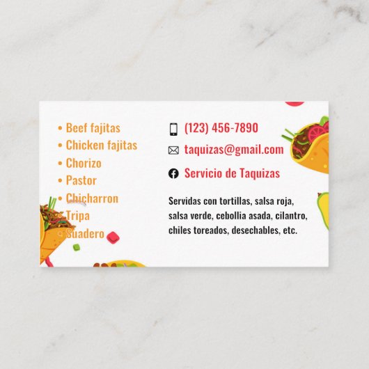 Taco-Visitenkarten Visitenkarte (Rückseite)