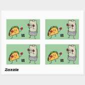 Taco vs burrito rechteckiger aufkleber (Blatt)