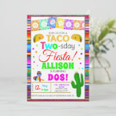 Taco ZWEI Tage Zweiter Geburtstag Fiesta Einladung (Stehend Vorderseite)