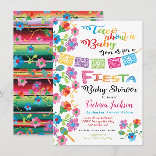 Taco'about a baby Mexiko fiesta baby dusche Einladung (Vorne/Hinten)