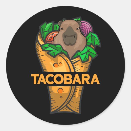 Tacobara Funny Capybara Kawaii Meme Tacos mexikani Runder Aufkleber (Vorderseite)