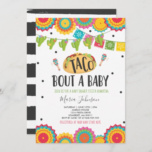 Taco'Bout A Baby Fiesta Baby Dusche Einladung (Vorne/Hinten)