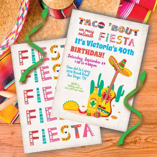 Taco'bout Birthday Fiesta Party Einladungen