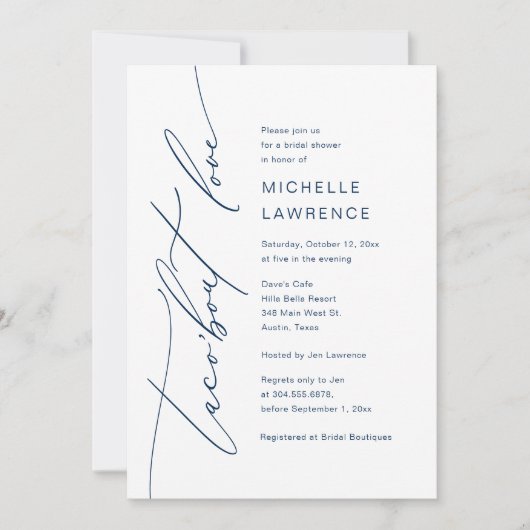 Taco'bout Liebe, Brautparty Party Celebration Einladung (Vorderseite)