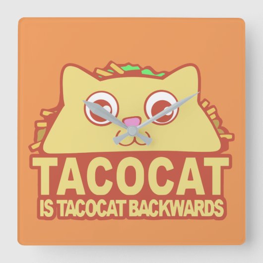 Tacocat Backwards II Quadratische Wanduhr (Vorderseite)