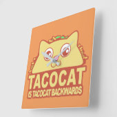 Tacocat Backwards II Quadratische Wanduhr (Winkel)