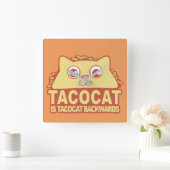 Tacocat Backwards II Quadratische Wanduhr (Zuhause)