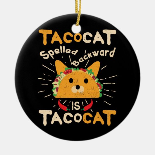 Tacocat buchstabierte rückwärts Taco Cinco Des Keramik Ornament (Vorne)